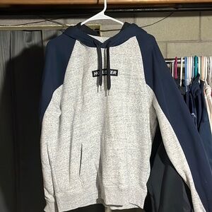 Light grey and navy blue hollister hoodie